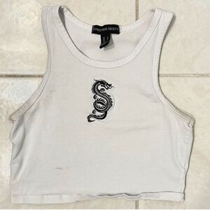 White dragon cropped tank